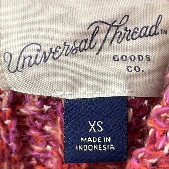 Chunky Cable Knit Pinks Reds Speckled Oversized Comfy Crew Neck Sweater Size XS - Picture 10 of 12